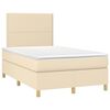 vidaXL Cama box spring con colch&oacute;n y luces LED tela crema 120x190 cm