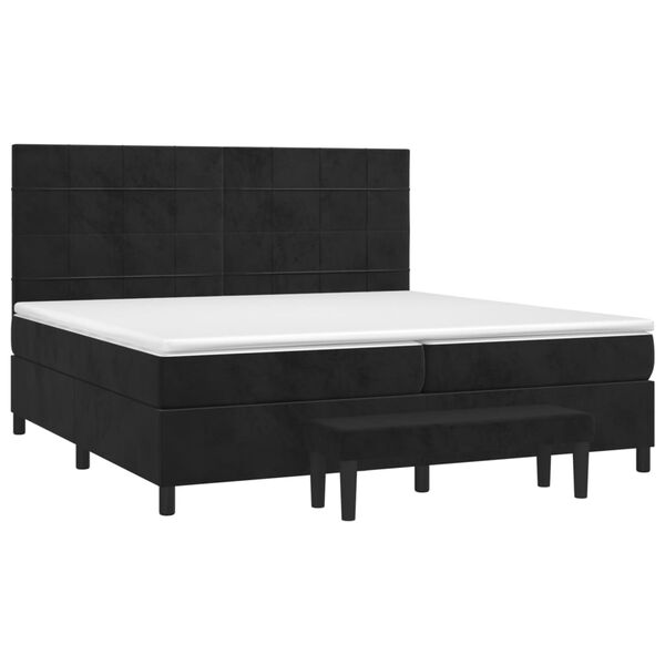 vidaXL Cama box spring con colch&oacute;n terciopelo negro 200x200 cm