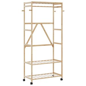 vidaXL Perchero con estantes y ruedas 90x40x179,5 cm bamb&uacute;