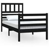 vidaXL Estructura de cama individual de madera maciza negro 90x190 cm