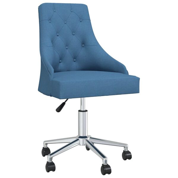vidaXL Silla de comedor giratoria tela azul