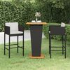 vidaXL Set muebles bar jardín 3 piezas y cojines ratán sintético negro