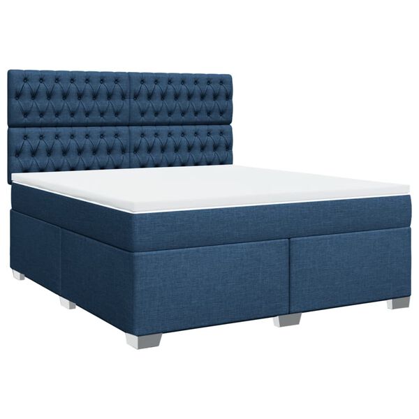 vidaXL Cama box spring con colch&oacute;n tela azul 180x200 cm