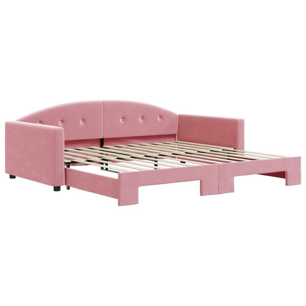vidaXL Sof&aacute; cama nido terciopelo rosa 100x200 cm
