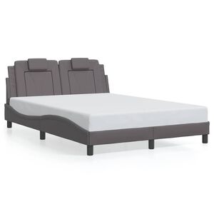 vidaXL Estructura de cama Viana sin colch&oacute;n cuero sint&eacute;tico gris 140x200 cm
