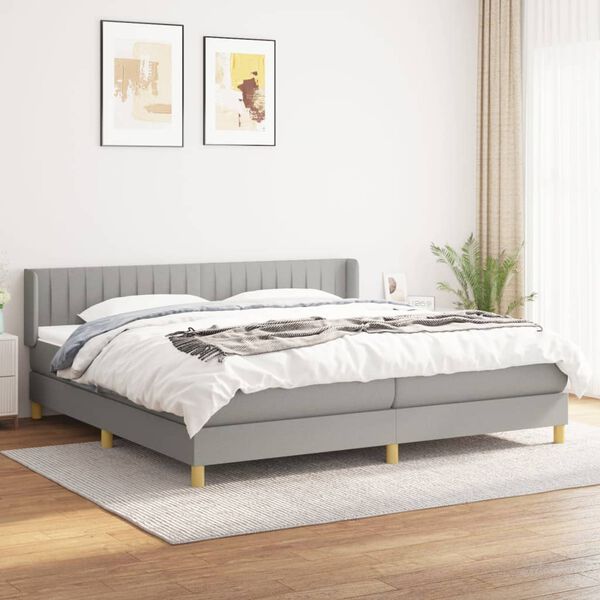 vidaXL Cama box spring con colch&oacute;n tela gris claro 200x200 cm