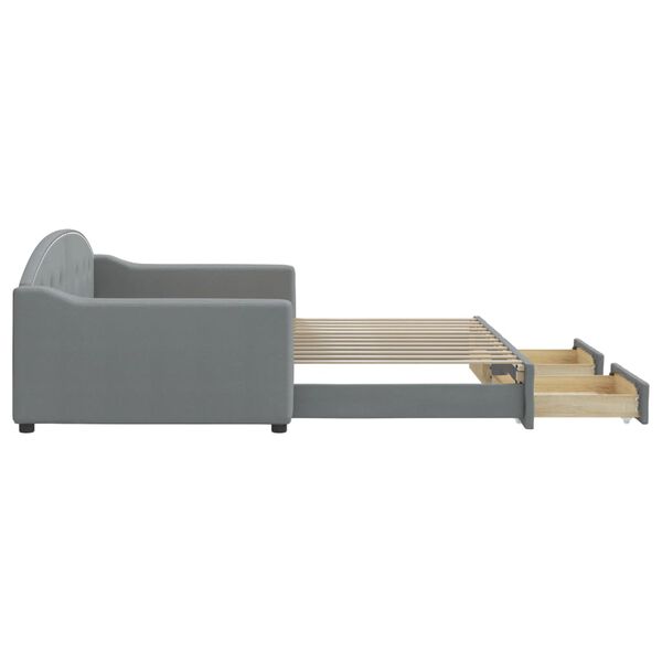vidaXL Sof&aacute; cama nido con cajones tela gris claro 100x200 cm