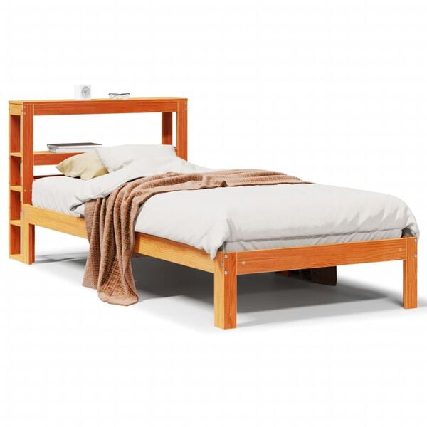 vidaXL Estructura de cama sin colch&oacute;n madera de pino marr&oacute;n 90x200 cm