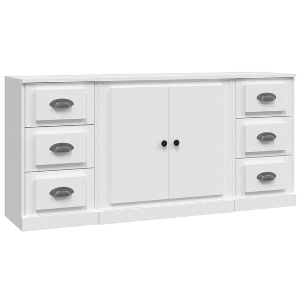 vidaXL Aparadores 3 piezas madera contrachapada blanco