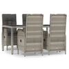 vidaXL Set comedor de jard&iacute;n 5 piezas con cojines rat&aacute;n sint&eacute;tico gris