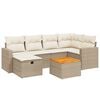 vidaXL Set sof&aacute;s de jard&iacute;n 7 piezas y cojines rat&aacute;n sint&eacute;tico beige