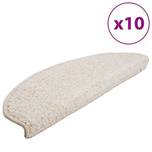 vidaXL Felpudos para escaleras (10 unidades, 65 x 21 x 4 cm), color blanco, semicirculares, grandes