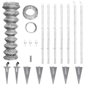 vidaXL Valla met&aacute;lica con estacas postes acero galvanizado 15x1,5 m
