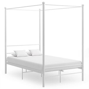 vidaXL Estructura cama con dosel sin colch&oacute;n metal blanco 120x200 cm