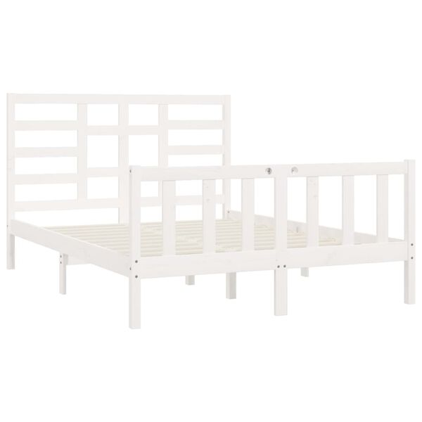 vidaXL Estructura de cama sin colch&oacute;n madera de pino blanca 140x200 cm