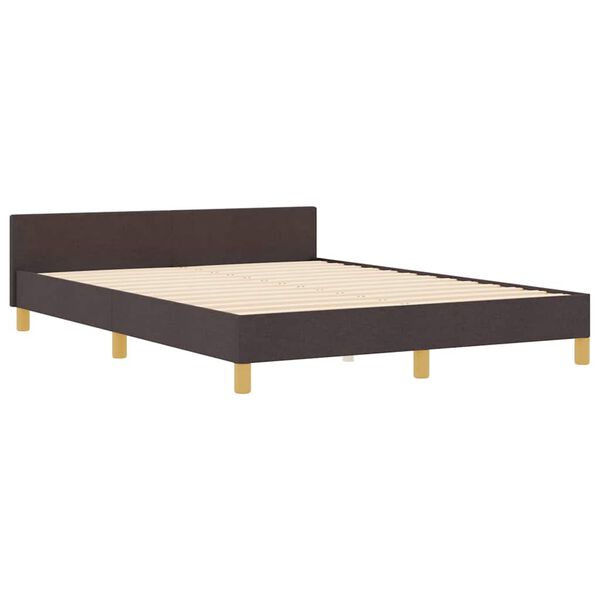 vidaXL Estructura de cama con cabecera Marr&oacute;n oscuro 140 x 200 cm tela