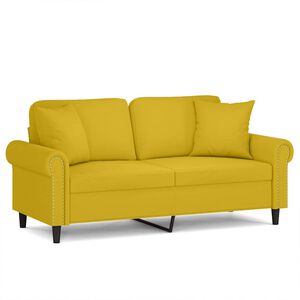 vidaXL Sof&aacute; de 2 plazas con cojines terciopelo amarillo 140 cm