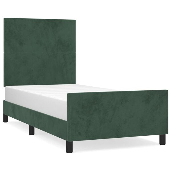 vidaXL Estructura de cama sin colch&oacute;n terciopelo verde oscuro 90x200cm