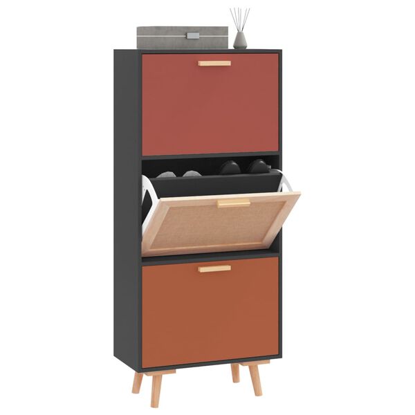 vidaXL Mueble zapatero madera contrachapada negro 52x25x120 cm