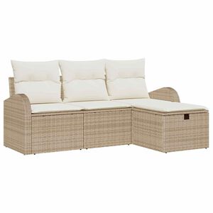 vidaXL Juego de Sof&aacute; 4 uds. Beige y Crema rat&aacute;n sint&eacute;tico