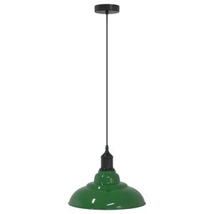 vidaXL L&aacute;mpara colgante regulable en altura E27 verde brillante &Oslash; 31cm