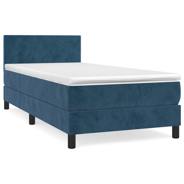 vidaXL Cama box spring con colch&oacute;n terciopelo azul oscuro 80x200 cm