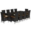 vidaXL Set de comedor jard&iacute;n 11 pzas con cojines rat&aacute;n sint&eacute;tico negro