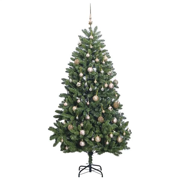 vidaXL Árbol de Navidad artificial con bisagras 300 LED y bolas 300 cm