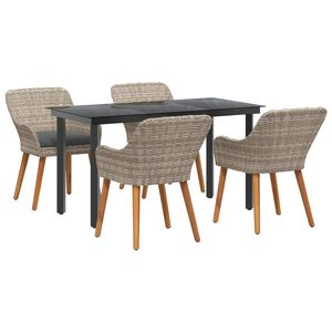 vidaXL Conjunto de Comedor de Jard&iacute;n 5 pcs Gris Claro rat&aacute;n sint&eacute;tico