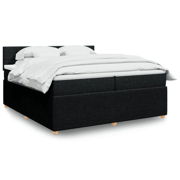 vidaXL Cama box spring con colch&oacute;n tela negro 200x200 cm