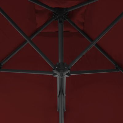 vidaXL Sombrilla de jardín con palo de acero burdeos 250x250x230 cm