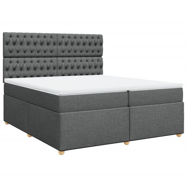 vidaXL Cama box spring con colch&oacute;n tela gris oscuro 200x200 cm