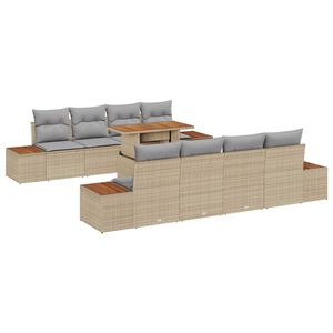 vidaXL Conjunto de Comedor de Jard&iacute;n con coj&iacute;n 9 pcs Beige y gris