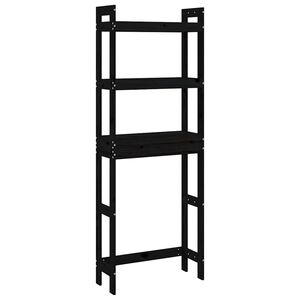 vidaXL Estante de ba&ntilde;o madera maciza de pino negro 63x26x171 cm