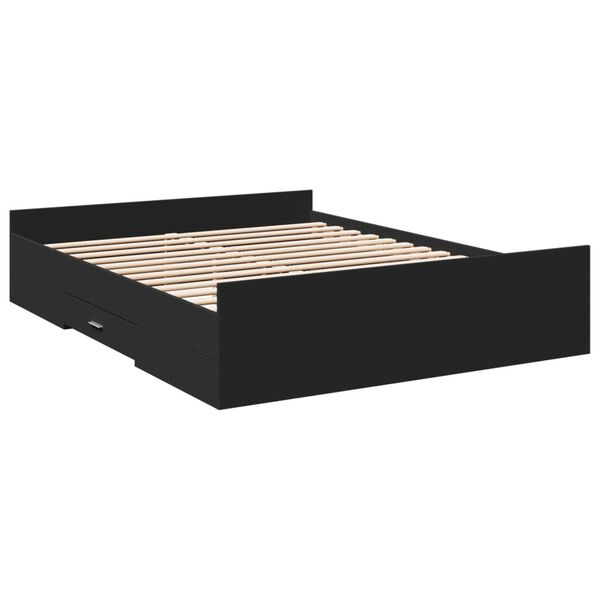 vidaXL Estructura cama con cajones madera ingeniería negra 150x200 cm