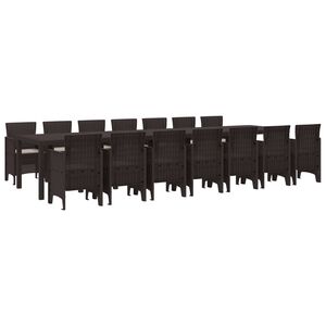 vidaXL Conjunto de comedor de jard&iacute;n con cojines 15 uds. Marr&oacute;n PP