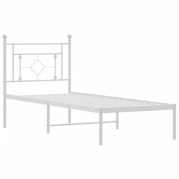 vidaXL Estructura cama sin colch&oacute;n con cabecero metal blanco 75x190 cm