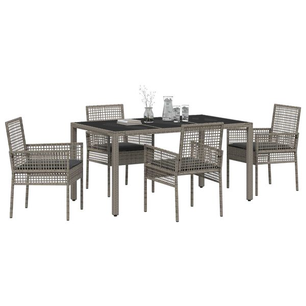 vidaXL Conjunto de Comedor de Jard&iacute;n 5 pcs Gris rat&aacute;n sint&eacute;tico