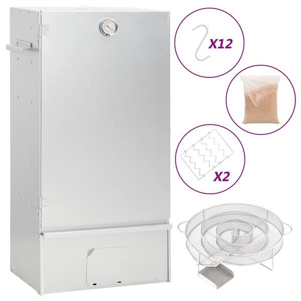 vidaXL Horno ahumador de BBQ con generador humo frío acero galvanizado