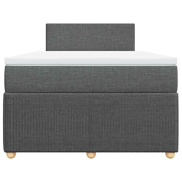 vidaXL Cama box spring con colch&oacute;n tela gris oscuro 120x200 cm