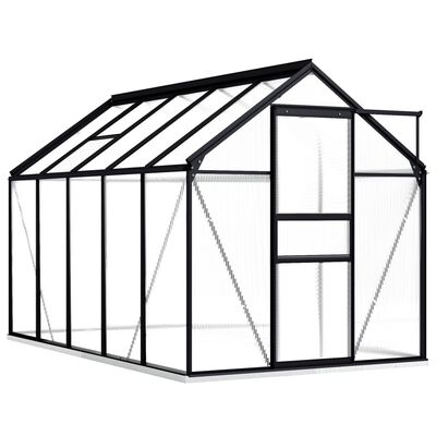 vidaXL Invernadero con estructura base aluminio gris antracita 5,89 m²