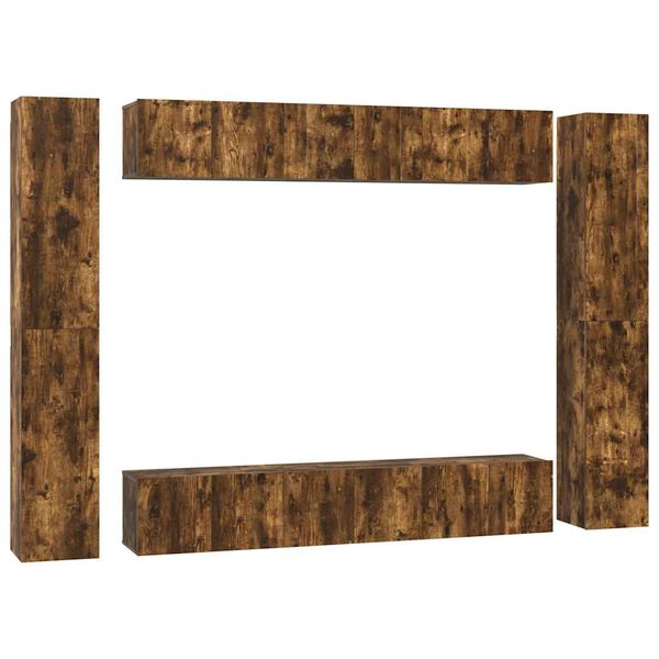 vidaXL Set de muebles de TV 10 pzas madera contrachapada roble ahumado