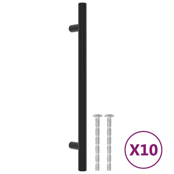 vidaXL Tiradores para armarios 10 uds acero inoxidable negro 160 mm