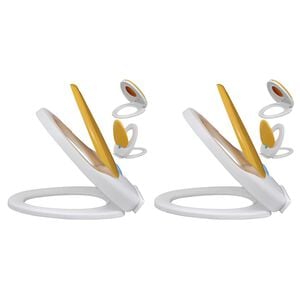 vidaXL Asientos inodoro cierre suave 2 uds pl&aacute;stico blanco y amarillo