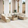 vidaXL Conjunto de sof&aacute; de jard&iacute;n 11 pcs Beige Polirat&aacute;n