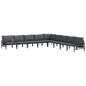 vidaXL Conjunto de sof&aacute;s de jard&iacute;n 9 uds. Negro Acero
