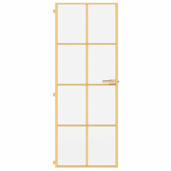 vidaXL Puerta de interior dorada vidrio templado y aluminio 76x201,5cm
