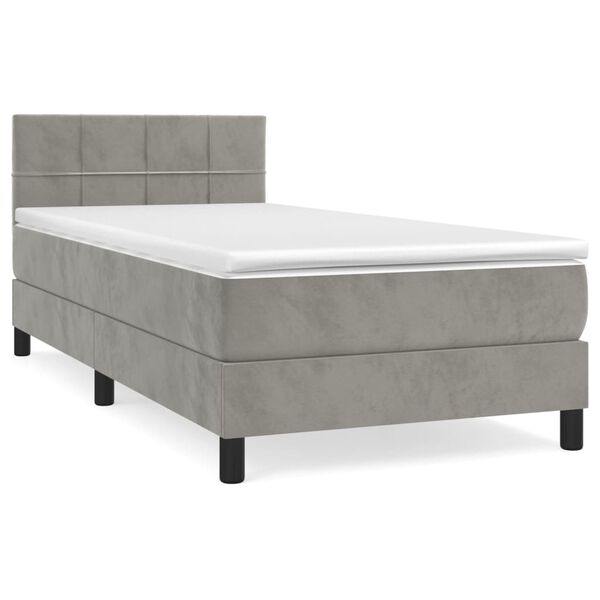 vidaXL Cama box spring con colch&oacute;n terciopelo gris claro 80x200 cm