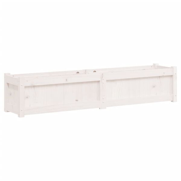vidaXL Jardinera de madera maciza de pino blanca 150x31x31 cm