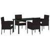 vidaXL Conjunto de Comedor de Jard&iacute;n 5 uds. Negro rat&aacute;n sint&eacute;tico